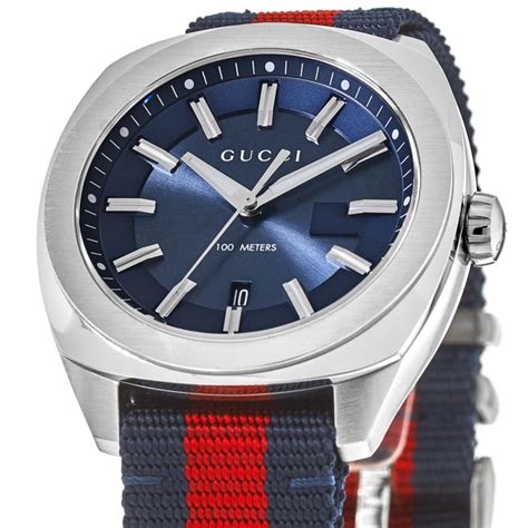 gucci ya142304|Gucci GG2570 Blue Dial Blue and Red Nylon Men's Watch .